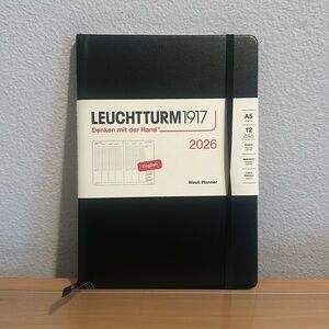 Leuchtturm 1917 week planner (2026) in Black Hardcover A5